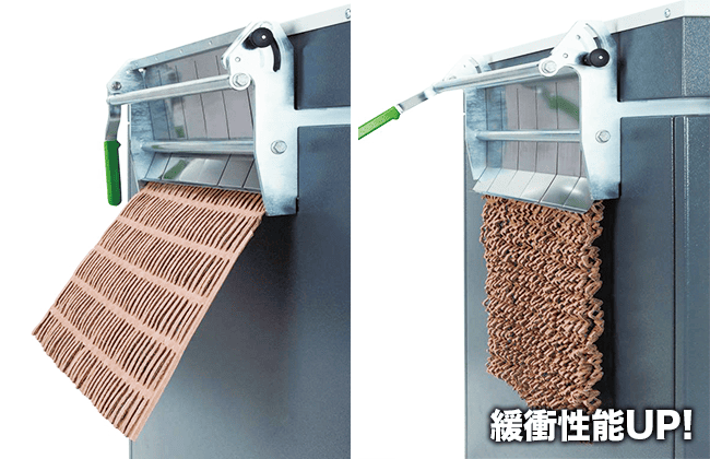1つの機械で2タイプの緩衝材